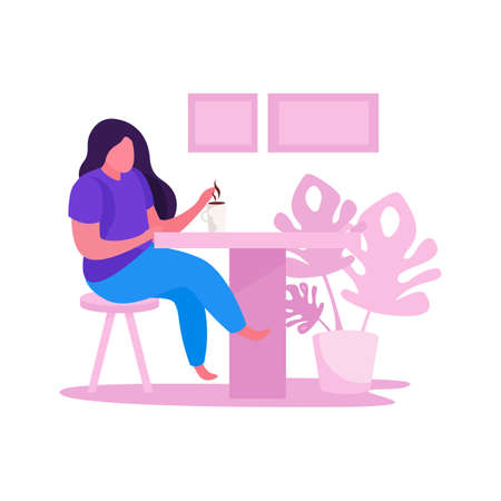 Woman Drinking Coffeeのイラスト素材
