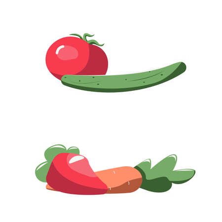 Vegetables Flat Illustrationのイラスト素材