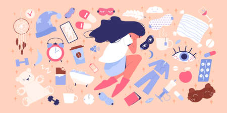 Healthy Sleep Poses Setのイラスト素材