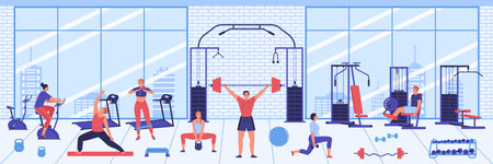 Gym Interior Horizontal Illustrationのイラスト素材