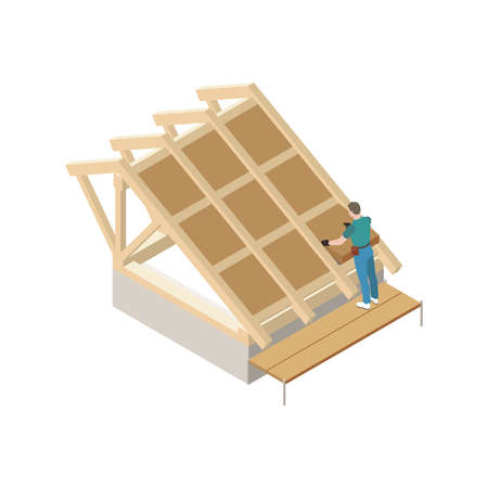 Roofing Isometric Iconのイラスト素材