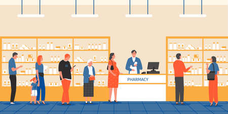 Queue In Pharmacy Compositionのイラスト素材