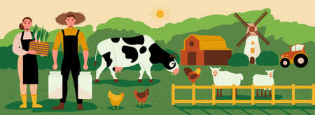 Farm Background Illustrationのイラスト素材
