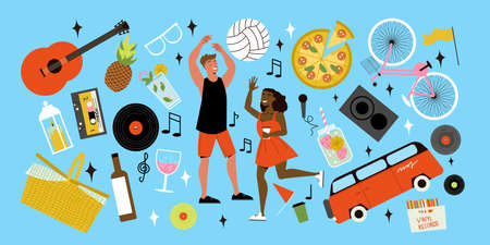 Open Air Music Festival Big Setのイラスト素材