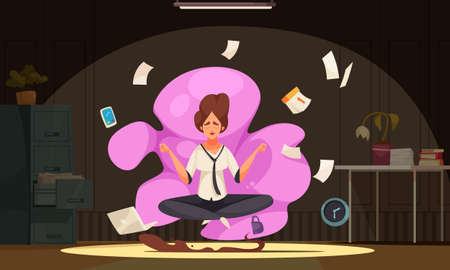 Meditation Cartoon Compositionのイラスト素材