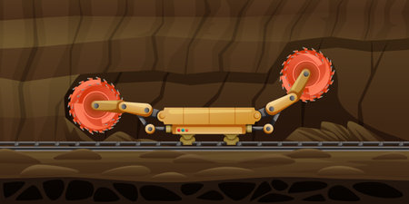 Mining Grinder Cartoon Compositionのイラスト素材
