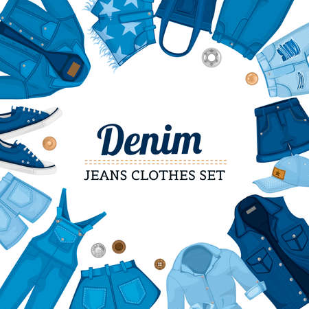 Denim Jeans Frame Compositionのイラスト素材