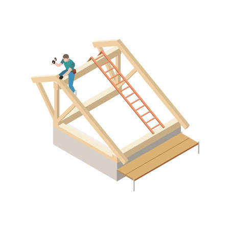 Roofer Isometric Iconのイラスト素材