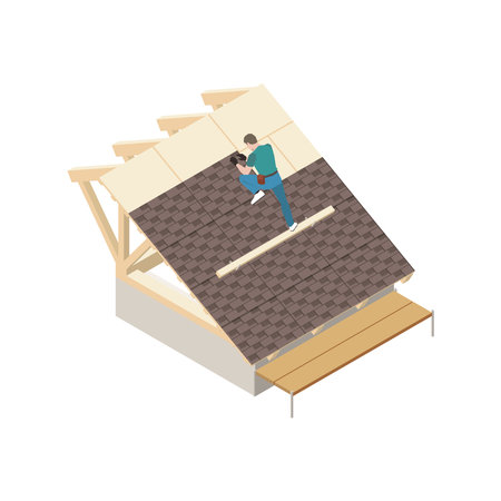 Roofer Isometric Illustrationのイラスト素材