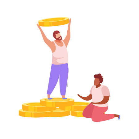 Salary Discrimination Flat Compositionのイラスト素材