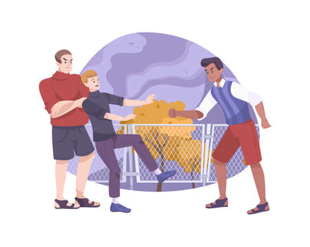 Backstreet Fight Teens Compositionのイラスト素材