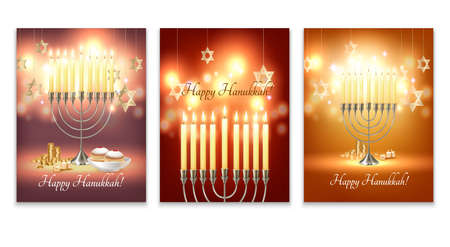 Hanukkah Realistic Banner Setのイラスト素材