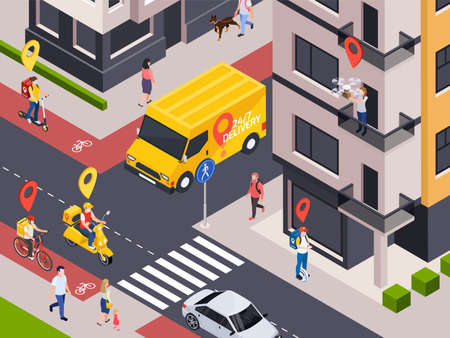Urban Delivery Tracking Compositionのイラスト素材
