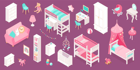 Girls Room Setのイラスト素材