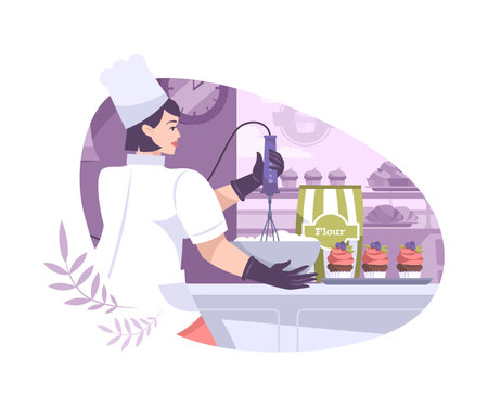 Whisk Brooming Bakery Compositionのイラスト素材