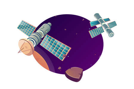 Artificial Satellites Space Compositionのイラスト素材