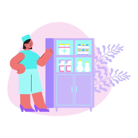 Pharmacy Medicine Cabinet Compositionのイラスト素材