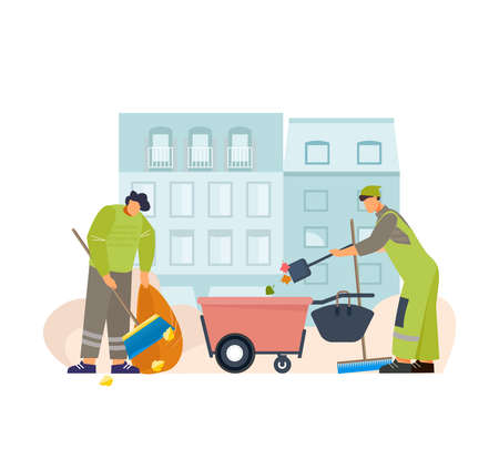 City Street Cleaning Compositionのイラスト素材