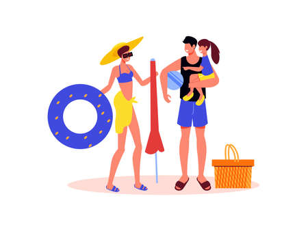 Beach Holidays Family Compositionのイラスト素材