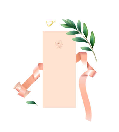 Wedding Card Ribbon Compositionのイラスト素材