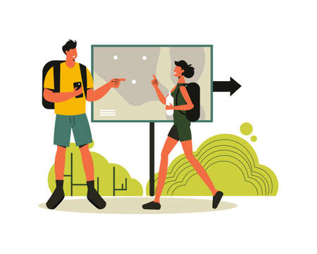 Hiking Adventure Map Compositionのイラスト素材