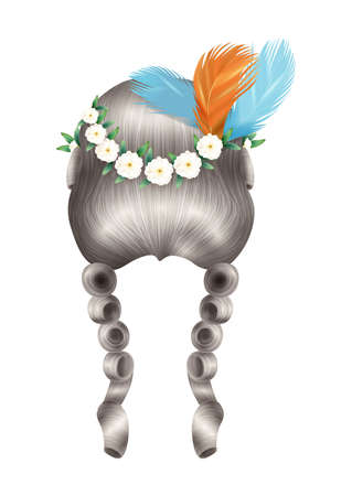 Silver Feather Haircut Compositionのイラスト素材