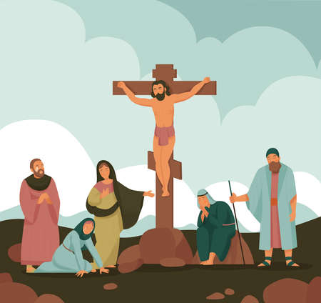 Christ Bible Story Crucifixion Compositionのイラスト素材