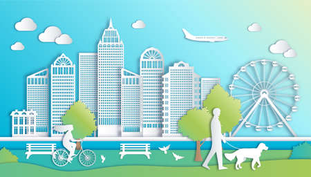 City Paper Landscape Compositionのイラスト素材