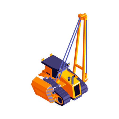 Hydraulic Crane Isometric Compositionのイラスト素材