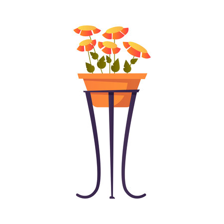 Flower Pot Flat Compositionのイラスト素材