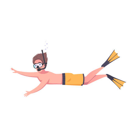 Diving Guy Cartoon Compositionのイラスト素材