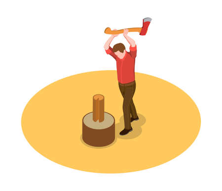 Chopping Wood Round Compositionのイラスト素材