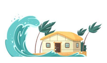 Tsunami Natural Disaster Compositionのイラスト素材