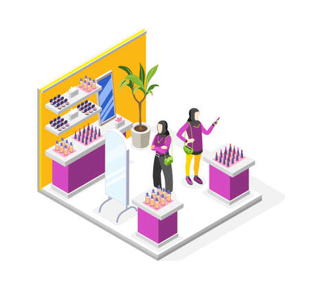 Beauty Shop Isometric Compositionのイラスト素材
