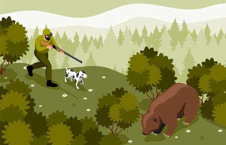 Hunter Isometric Illustrationのイラスト素材