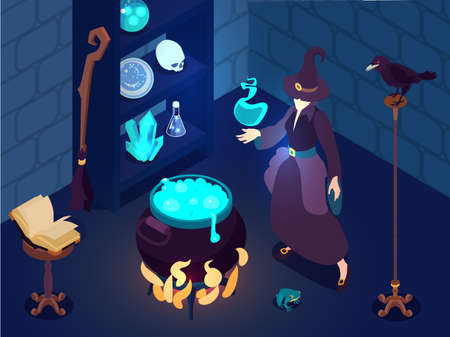 Isometric Wizard Magic Compositionのイラスト素材