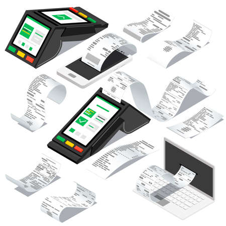 Receipt Bill Isometric Set
