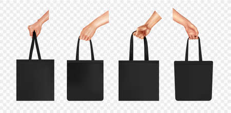 Realistic Hands Bag Transparent Icon Setのイラスト素材