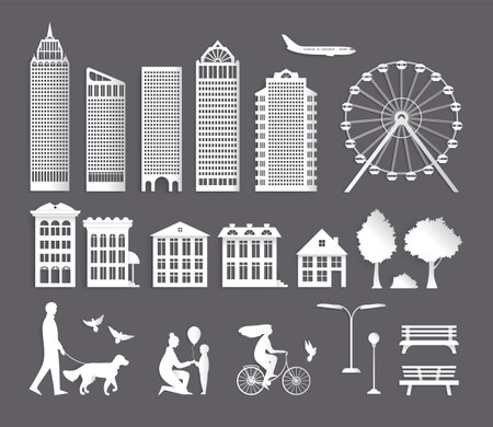 Paper City Elements Collectionのイラスト素材
