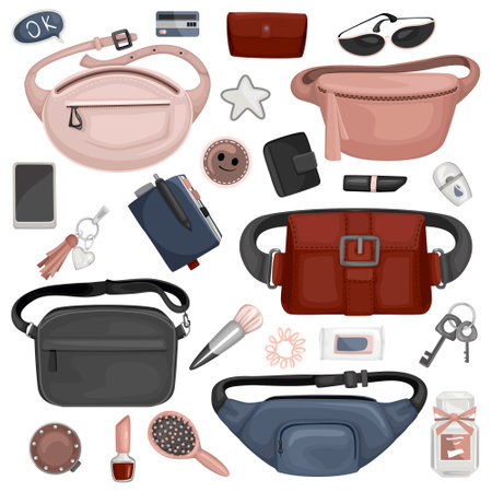 Trendy Waist Bags For Handy Itemsのイラスト素材