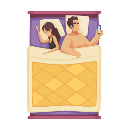 Sleepless Couple Time Compositionのイラスト素材