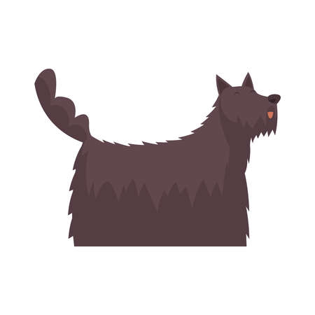 Dark Hairy Dog Compositionのイラスト素材