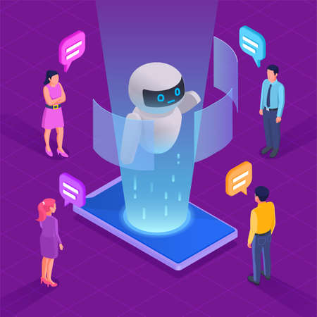 Chatbot Isometric Conceptのイラスト素材