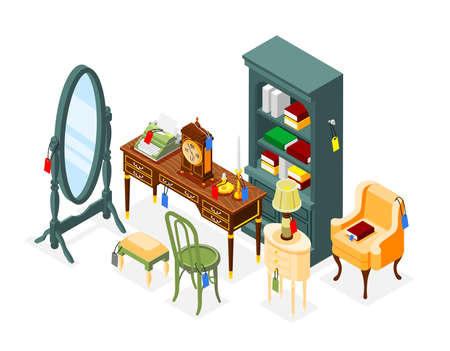 Antique Room Furniture Compositionのイラスト素材