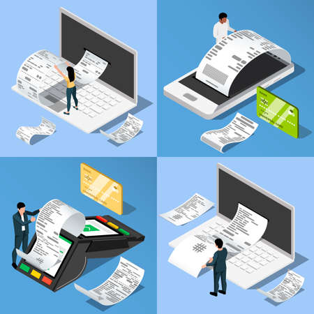 Receipt Isometric Compositions Setのイラスト素材