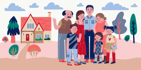 Happy Family House Compositionのイラスト素材