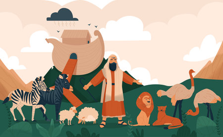 Christ bible story nosh ark compositionのイラスト素材