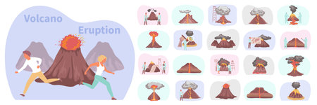 Volcanic Eruption Compositions Setのイラスト素材