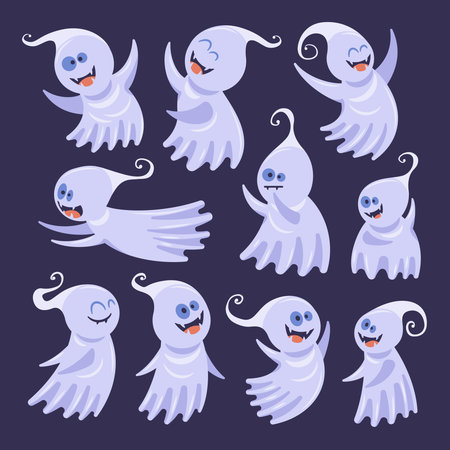 Funny Happy Ghosts Setのイラスト素材