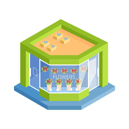 Isometric Flowers Shop Compositionのイラスト素材